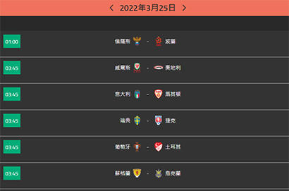 2022世界盃歐洲區外圍賽賽程