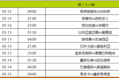 2022西甲足球賽程表