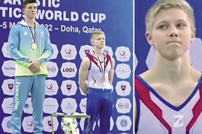 俄羅斯選手胸前貼膠布Z表達抗議