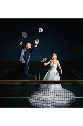 羽毛球冠軍夫婦拍攝婚紗照