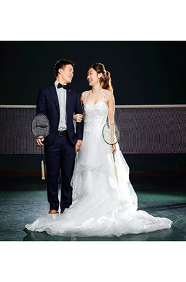 羽毛球冠軍夫婦拍攝婚紗照