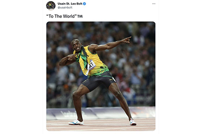 博爾特將招牌動作註冊為商標